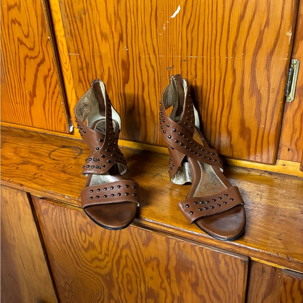 Brown Studded Women's Sandals